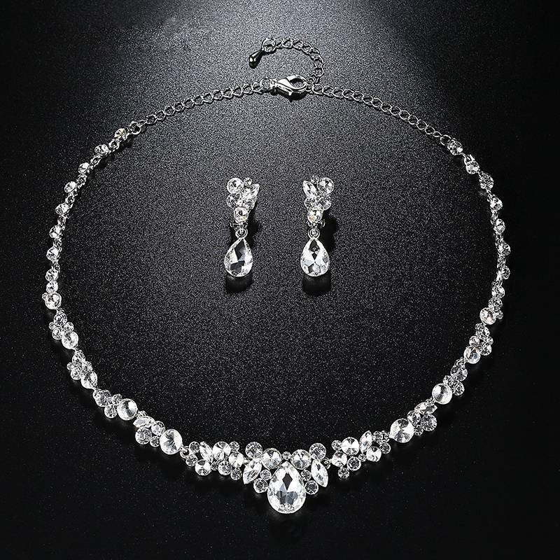 Silver Color Teardrop Jewelry Sets Bridal Jewelry Sets mecresh Official Store 