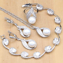 Silver White Pearls Beads Jewelry Sets Bridal Jewelry Sets Jack Fashion Jewelry