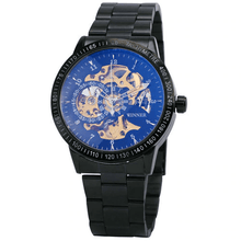 Skeleton Dial Copper Stainless Steel Strap Mechanical Watch For Men Mechanical Watches T-WINNER Official Store BLACK BLUE GOLDEN