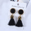 Small Tassel Face Fringed Earrings Drop Earrings XP Official Store Black A 