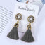 Small Tassel Face Fringed Earrings Drop Earrings XP Official Store Black B 