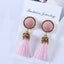 Small Tassel Face Fringed Earrings Drop Earrings XP Official Store Green A 