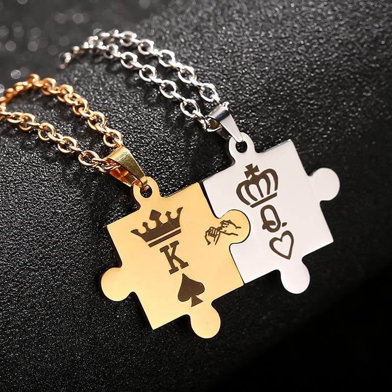 Stainless Steel K & Q Tag Couple Necklaces Pendant Necklaces AZIZ BEKKAOUI Official Store Engrave backside 