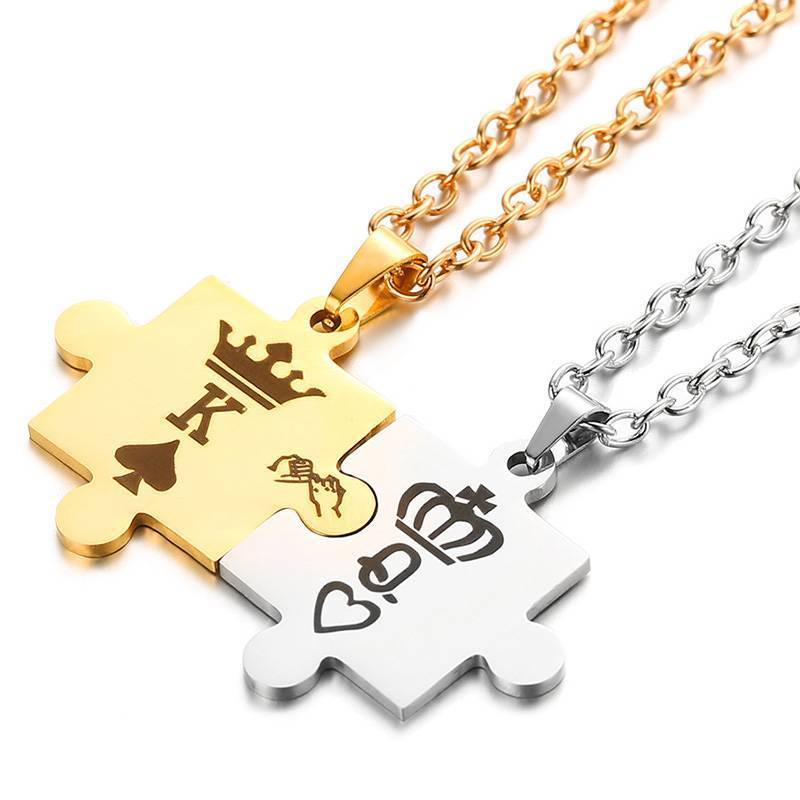 Stainless Steel K & Q Tag Couple Necklaces Pendant Necklaces AZIZ BEKKAOUI Official Store No engrave 