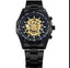 Stainless Steel Skeleton Design Mechanical Watch For Men Mechanical Watches T-WINNER Official Store AUTO SKULL BLACK GLD 