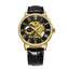 Stainless Steel Skeleton Design Mechanical Watch For Men Mechanical Watches T-WINNER Official Store LEATHER GOLD BLACK 