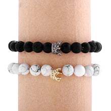 Stone Beads Bangle Jewelry with Alloy Crown Design Strand Bracelets The home of beautiful ornaments 