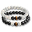 Tiger Eye and Natural Lava Stone Strand Bracelet For Unisex Use Strand Bracelets Princess jewelrys Store White Black 