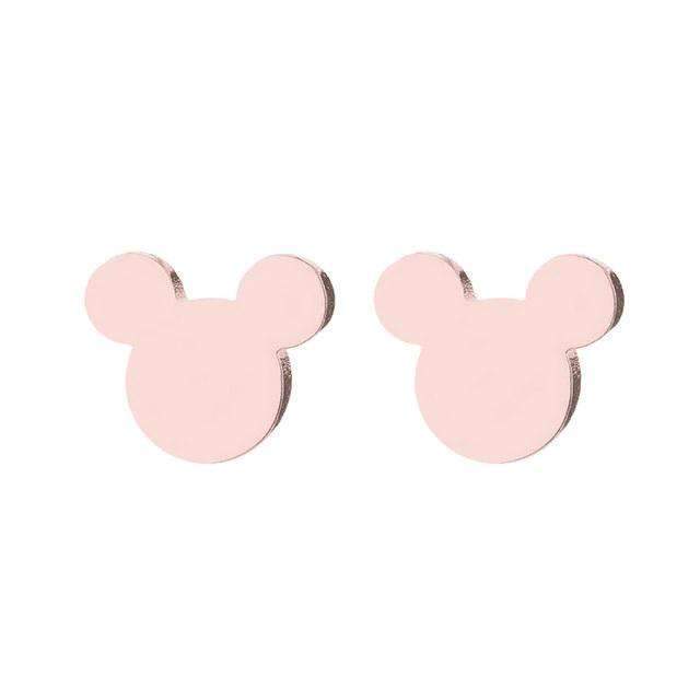 Tiny Mickey Stud Earrings For Women With Metal Pin Push Back Stud Earrings Hfarich Official Store Rose Gold Color 
