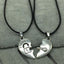 Two Pieces Heart Paired Necklace Pendant Necklaces THZY Store Silver Plated 45cm 