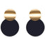 Uneven Metal Round Earrings Drop Earrings xiyanike Official Store Gold Black 