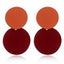 Uneven Metal Round Earrings Drop Earrings xiyanike Official Store Orange Red 