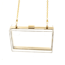 Versatile Acrylic Transparent Chain Box Clutch Bag for Women Clutches Gnirue Store Golden Transparent 