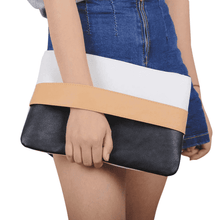 Versatile Candy Color Patchwork Leather Clutch Bag for Women Clutches DBFashion Store Coffee (30cm<Max Length<50cm)