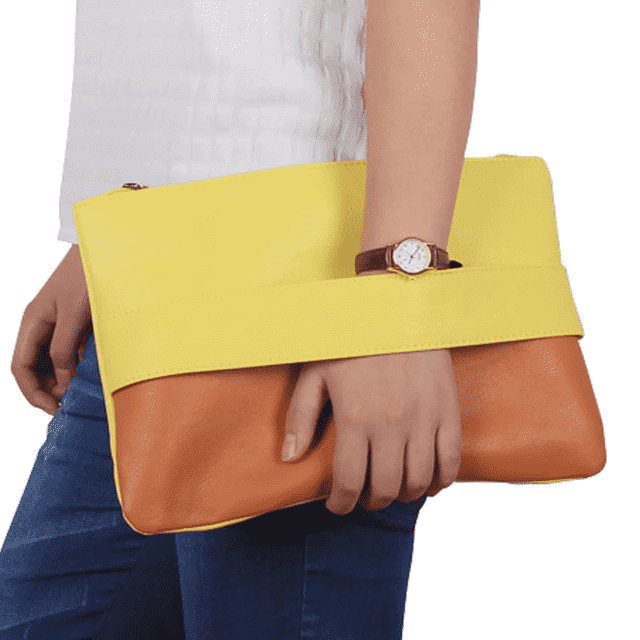Versatile Candy Color Patchwork Leather Clutch Bag for Women Clutches DBFashion Store YELLOW (30cm<Max Length<50cm) 