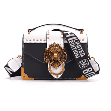 Versatile Metal Lion Head Small Shoulder Bag for Women Shoulder Bags SHYOJO Finest Store Black (30cm<Max Length<50cm)