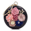 Versatile Round Flower Crafted Leather Clutch Bag for Women Clutches Milisente Store Black 