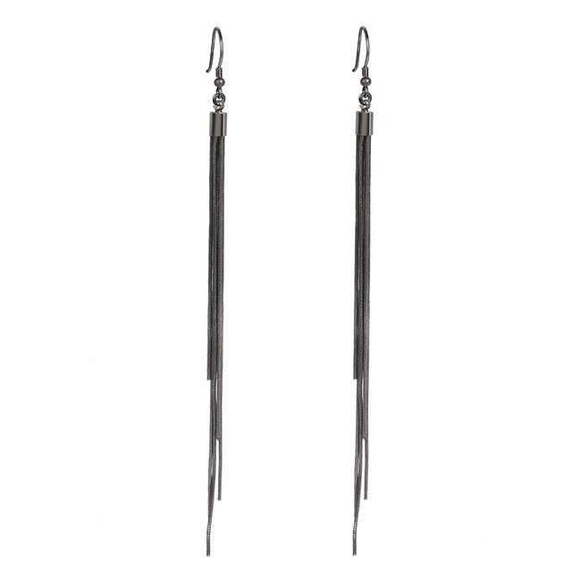 Vintage Long Tassel Earrings Drop Earrings I Handmade Black 