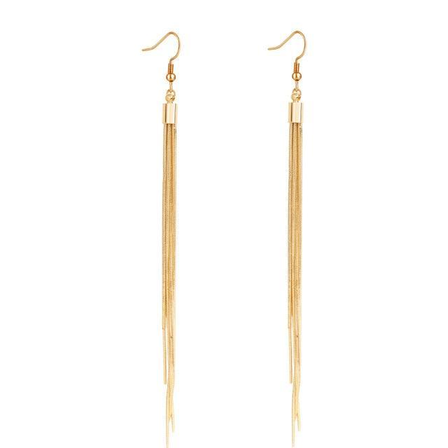 Vintage Long Tassel Earrings Drop Earrings I Handmade Gold 