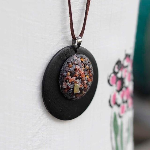 Vintage Wooden Plant Necklaces Pendant Necklaces Coostuff Official Store Black 