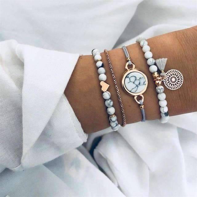 Women’s 4 in One Charm Bead Strand Bracelet With Variable Design Strand Bracelets HC Official Store Main color 