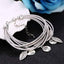 Women’s Multilayer Strand Bracelet With Silver Leaves