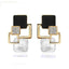 Women’s Vintage Long Square Gold Color Crystal Big Stud Earrings Stud Earrings LYIYUNQ Official Store E012 G Black 