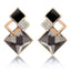 Women’s Vintage Long Square Gold Color Crystal Big Stud Earrings Stud Earrings LYIYUNQ Official Store E012 G Champagne 