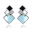 Women’s Vintage Long Square Gold Color Crystal Big Stud Earrings Stud Earrings LYIYUNQ Official Store E012 S Black 