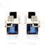Women’s Vintage Long Square Gold Color Crystal Big Stud Earrings Stud Earrings LYIYUNQ Official Store E109 Blue 