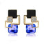 Women’s Vintage Long Square Gold Color Crystal Big Stud Earrings Stud Earrings LYIYUNQ Official Store E122 Black 
