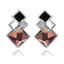 Women’s Vintage Long Square Gold Color Crystal Big Stud Earrings Stud Earrings LYIYUNQ Official Store E122 Champagne 