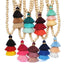 Wood Beaded 3 Layered Cotton Necklace Pendant Necklaces yumfeel Official Store 